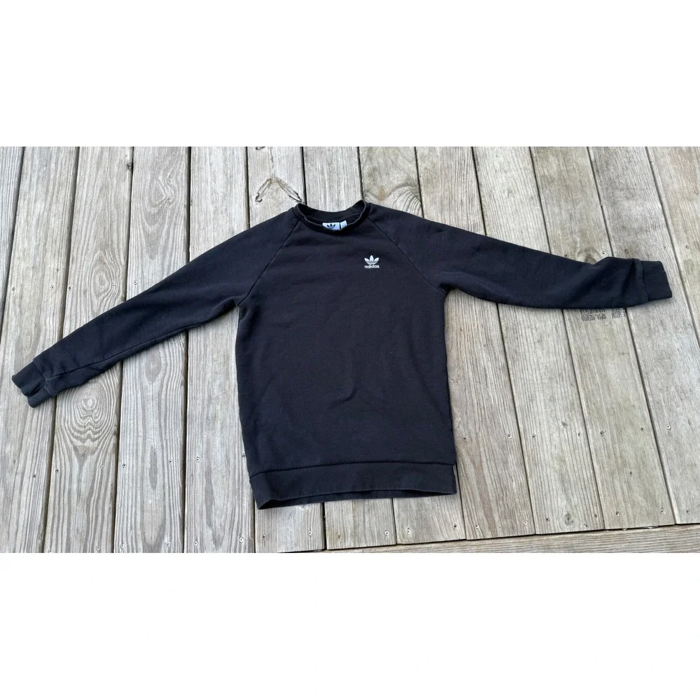 Adidas Esssntials Trefoil Black‎ Crew Neck Sweatshirt Mens Size XS Pullover